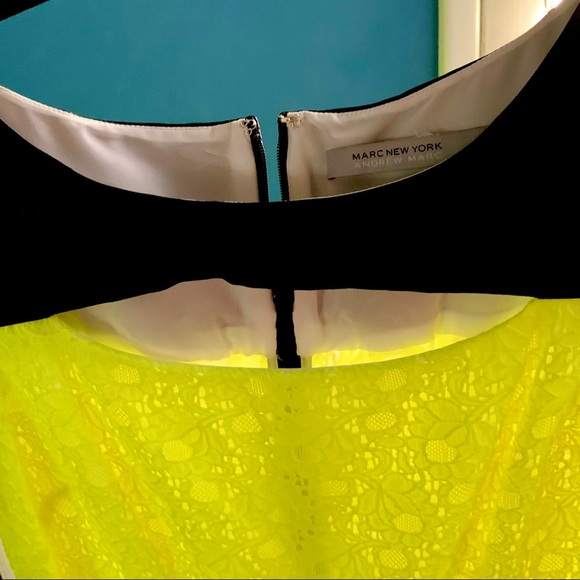 Designer Marc New York Yellow Lace Cutout Stunning Dress Size 10 - Picture 9 of 16